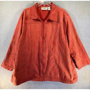 Tantrums Blazer Jacket Women's Plus 3X Orange Embroidered Long Sleeve Full Zip